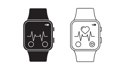 Smartwatch displaying heart rate and heart icon