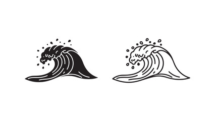 Ocean wave outline with transparent background