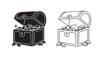 Open treasure chest filled with gold coins