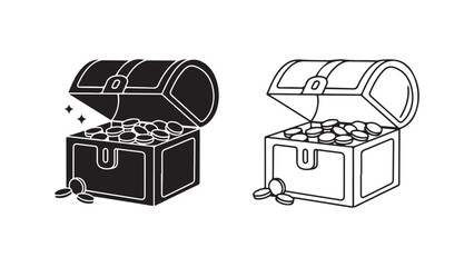 Open treasure chest filled with gold coins