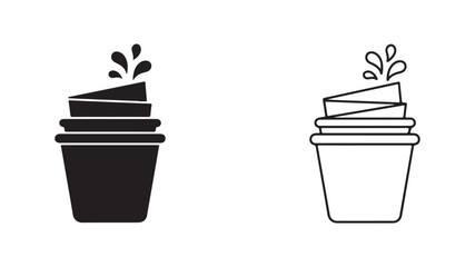 Stacked cups with plant icon
