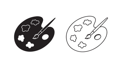 Palette and paintbrush icon with transparent background
