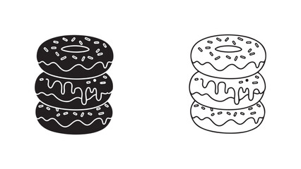 Stacked donuts outline and silhouette food icons