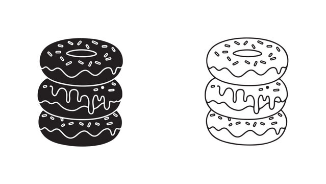 Stacked donuts outline and silhouette food icons - Powered by Adobe