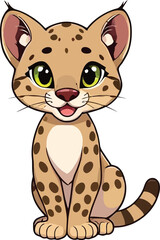 Cute cartoon a illustrator vector ocelot