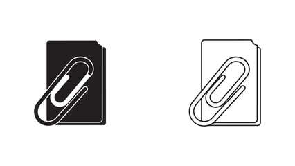 Paper document with binder clip, black and white