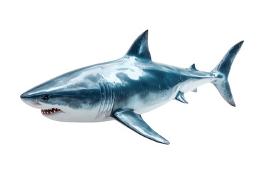 Obraz premium Fierce white shark, predatory, sharp teeth, isolated, ocean creature