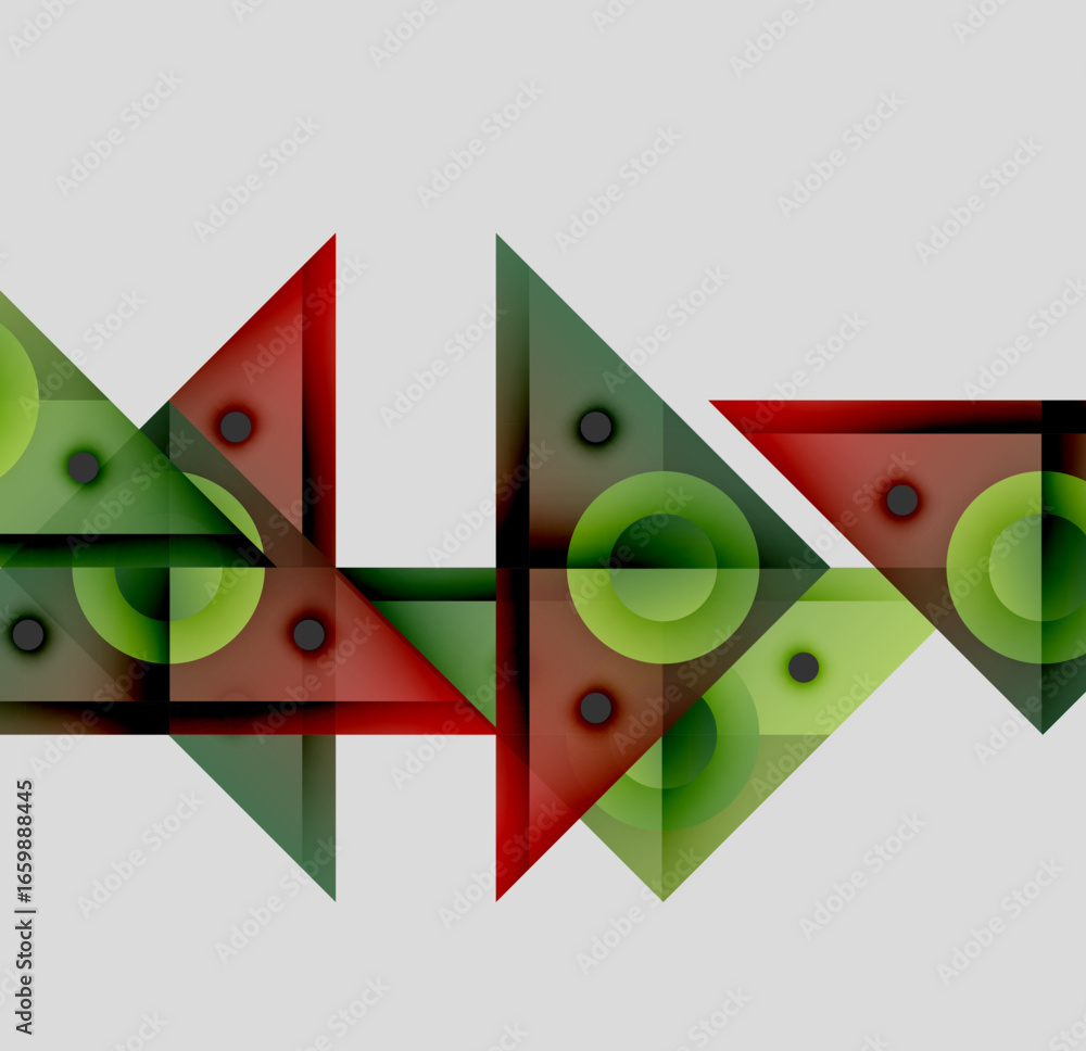 Aufkleber abstract geometric composition. triangles, circles overlap creating complex visual pattern. green, r