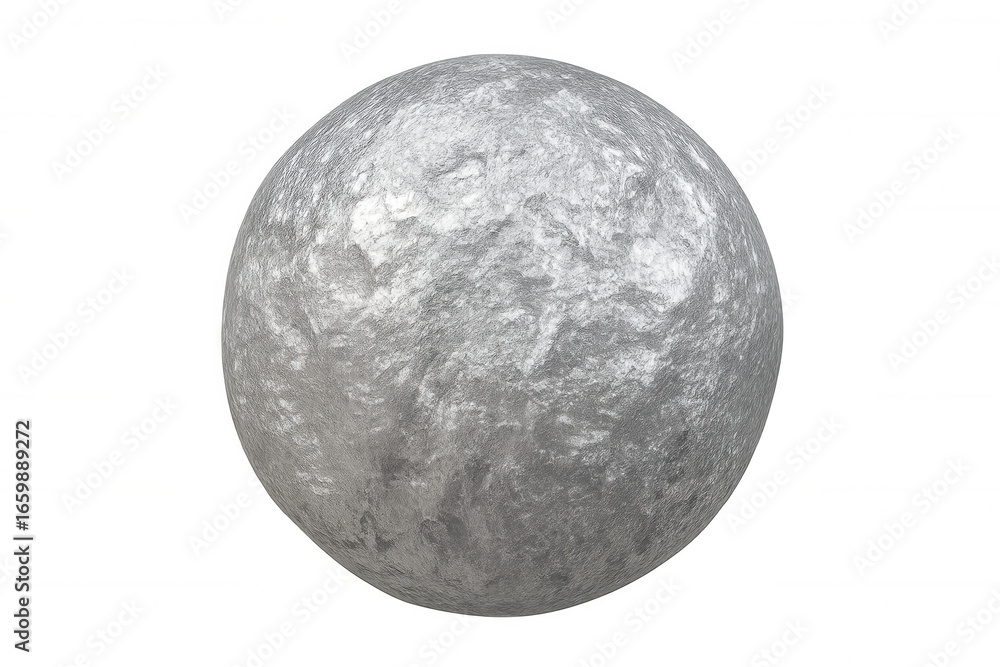 Poster rotating grey planet with detailed surface isolated on transparent background, perfect for space and