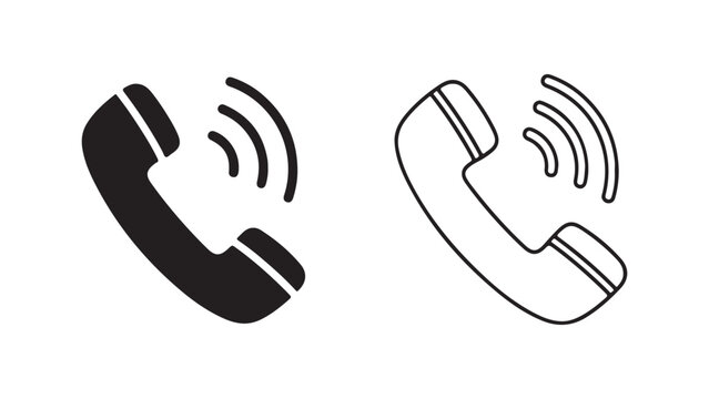Phone handset icon with ringing sound, transparent background