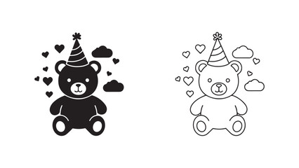 Teddy bear party icon with transparent background