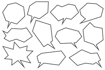Comic speech bubbles. Anime vector frame for text. Pop art Japanese dialog box for message. Outline cute dialogue templates for poster and banner.