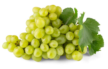 bunch of green grapes isolated on white background