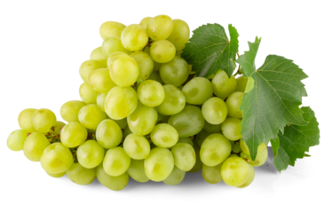 bunch of green grapes isolated on white background
