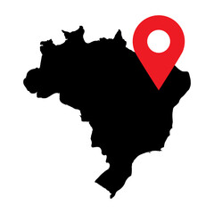 Brazil Black Vector Map With Share Location