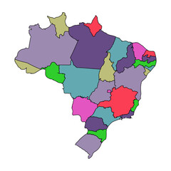 Brazil Map All Regional In Ilustration Vector