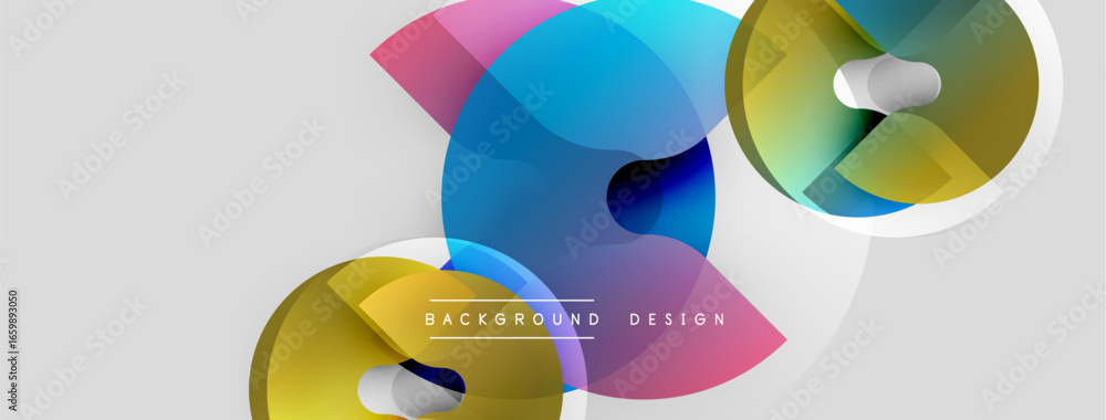 Poster abstract colorful shapes overlap, creating dynamic visual effect. modern design elements suggest inn