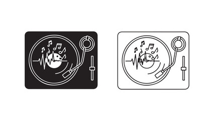 Turntable with sound waves and audio mixer