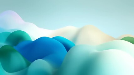 A dynamic abstract design featuring flowing, layered shapes in a spectrum of cool turquoise and pastel colors. - Powered by Adobe