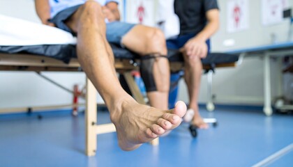 Patient's injured leg in physiotherapy session