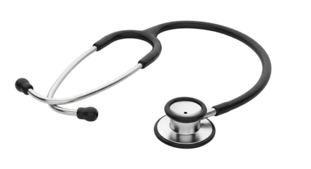 A modern stethoscope for healthcare and medicine, isolated on a white background.