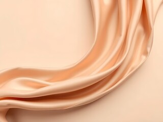 Obraz premium Abstract ripple of silky fabric stretching diagonally across smooth pastel beige background, elegant flowing folds with minimal design, soft texture, high quality detail, and clean modern composition