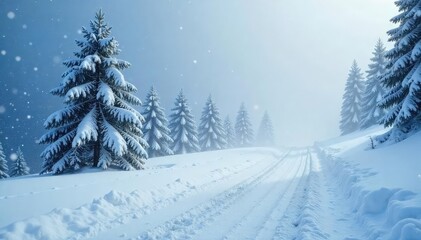 Fototapeta premium Mesmerizing Blizzard Intense Snowstorm Raging with Swirling Snowflakes, Blanketing the Landscape in a Chaotic Whiteout Winter Scene