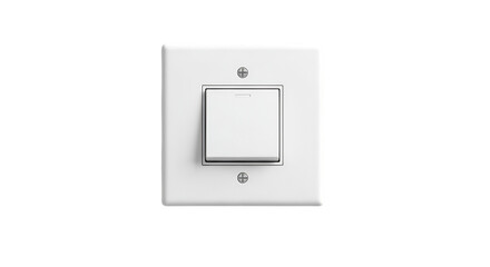 A simple white light switch, isolated on a white background.
