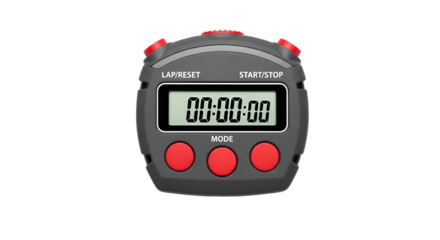 A digital stopwatch timer, isolated on a white background.