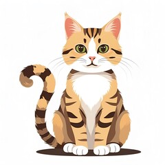 Adorable Tabby Cat Sitting Pretty A Charming Feline Companion Portrait