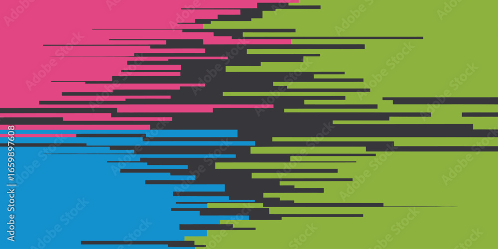 Poster abstract background featuring horizontal lines in pink blue green and dark gray color blocks design