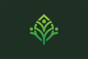 Healthy People logo design, people and plants combination, vector illustration