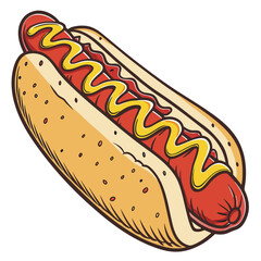 Hotdog with mustard on a bun