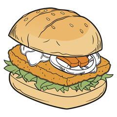 Illustration of a delicious fish sandwich