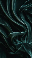 Obraz premium Deep emerald green velvet fabric fold rich texture luxury vertical mobile wallpaper