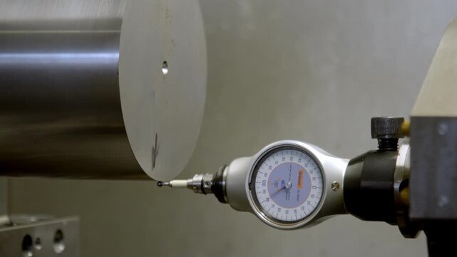 Mitutoyo dial indicator measure a cylindrical workpiece CNC lathe precision engineering
