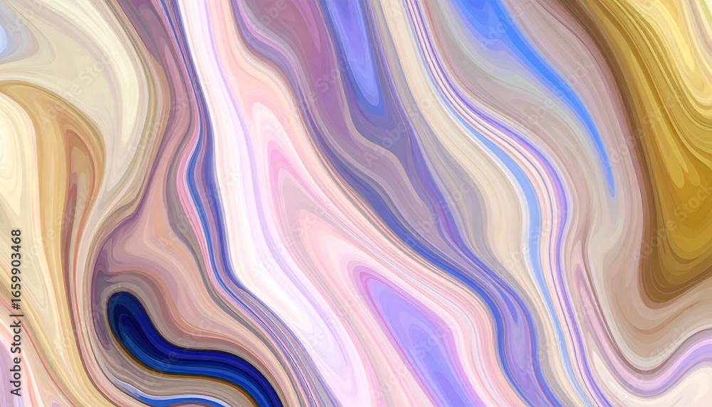 Poster abstract fluid marble design with flowing lines and colors.