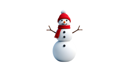 Cute Snowman Red Hat Scarf Winter Holiday Character