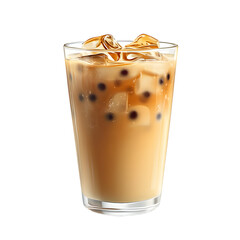 Refreshing Iced Milk Tea with Boba Drink on Clean White Background