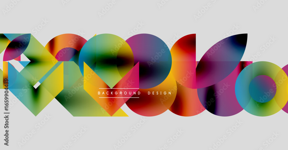 Aufkleber abstract colorful shapes overlap, creating dynamic visual effect. white space frames vibrant design 