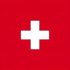 Obraz premium Striking minimalist Swiss flag design with a bold white cross on a red background.