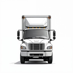 Illustration of white delivery truck isolated on white background. Vehicle for freight, cargo transport, shipping, trucking, business deliveries. Commercial transportation service concept. Lorry