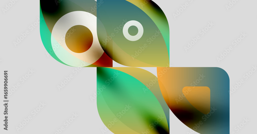 Poster abstract shapes blend, creating fluid forms. colors shift, offering soft gradients. minimalist desig