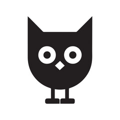 Funny owl cartoon logo with minimalist bold graphic silhouette design