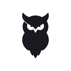 Playful round owl mascot logo with cute modern minimalist design style