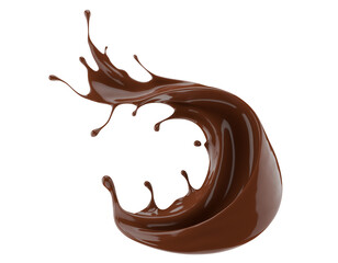 chocolate splash isolated on white background. 3d render