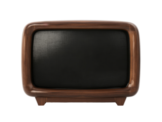 Vintage wooden framed television with black screen and minimalistic design
