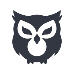 Elegant minimalist owl mascot logo with modern mysterious bold geometric style
