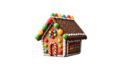 Festive Gingerbread House Isolated Black Background