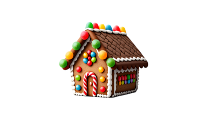 Festive Gingerbread House Isolated Black Background